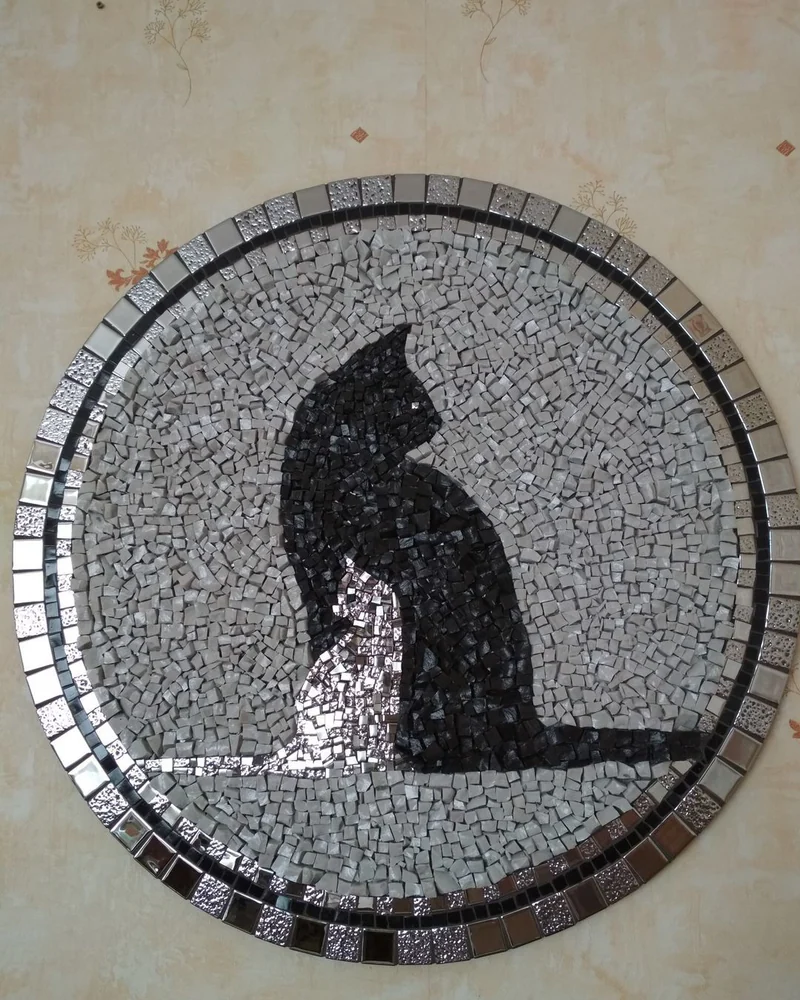 Панно из мозаики «Котики», чёрный
