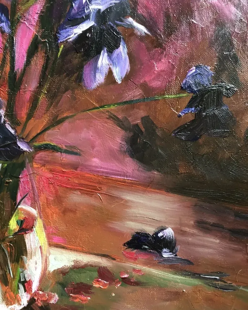 Ирисы фиолетовые. Картина маслом 40×50 см — 40×50 см