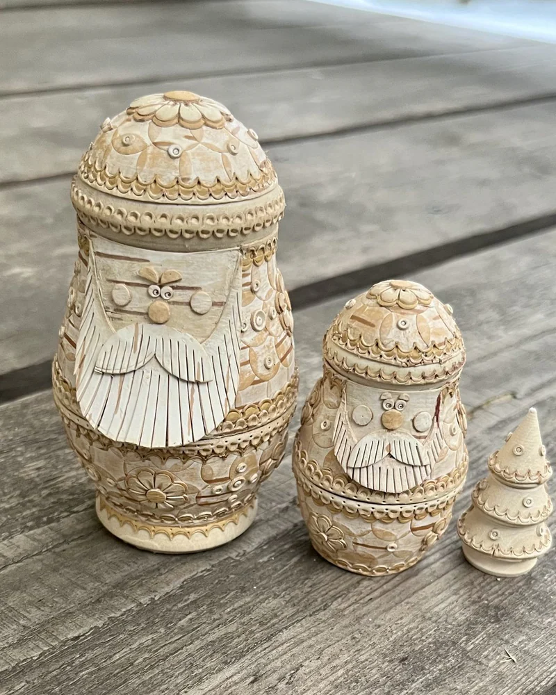 Дед Мороз, матрешка. Береста