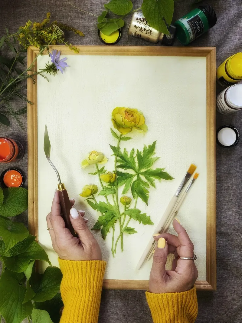 Ботаническая картина «Купальница европейская»