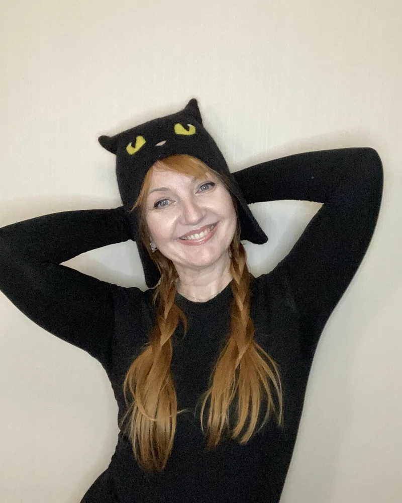 Шапка валяная Черный кот