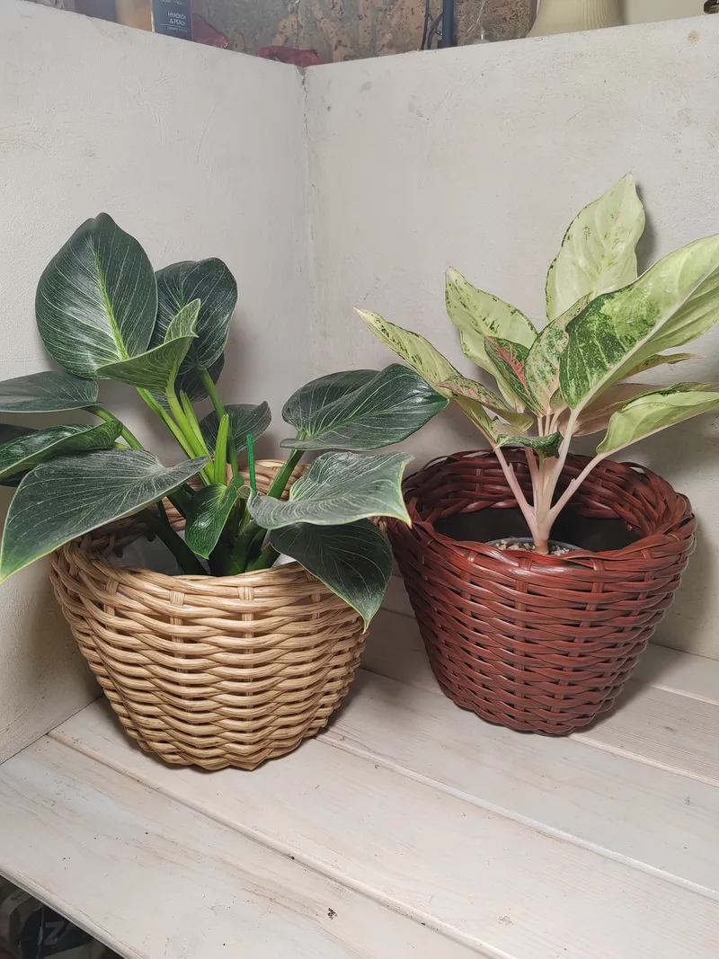 Кашпо из искусственного ротанга