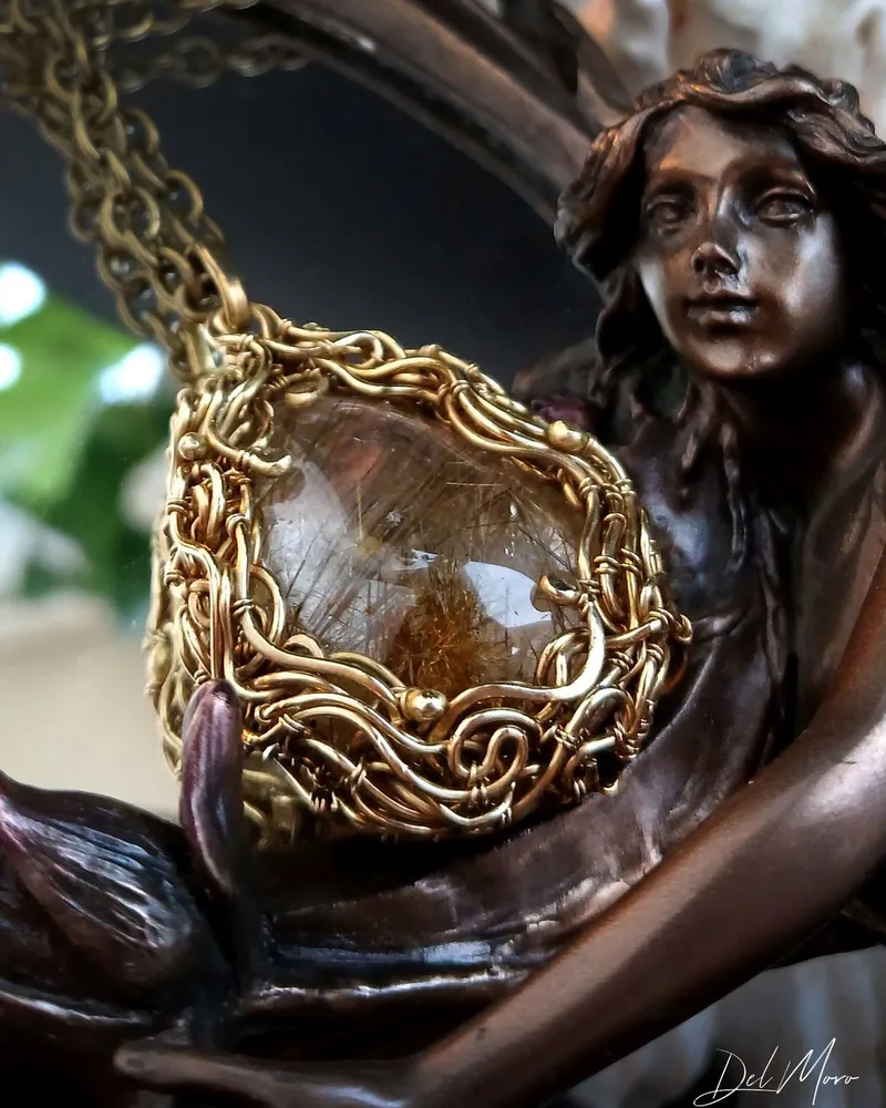 Кулон «Venus Gold» с рутиловым кварцем — Коричневый, Рутиловый кварц 1