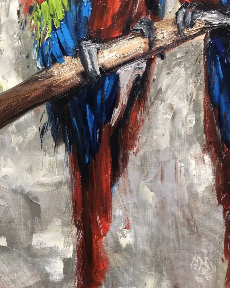 Попугаи Ара. Картина маслом 30×60 см — 30×60 см