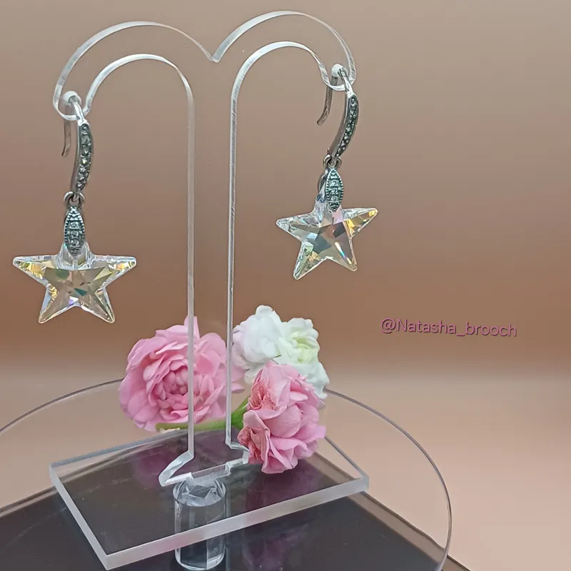 Серьги «Звёзды» с кристаллами Swarovski, прозрачные