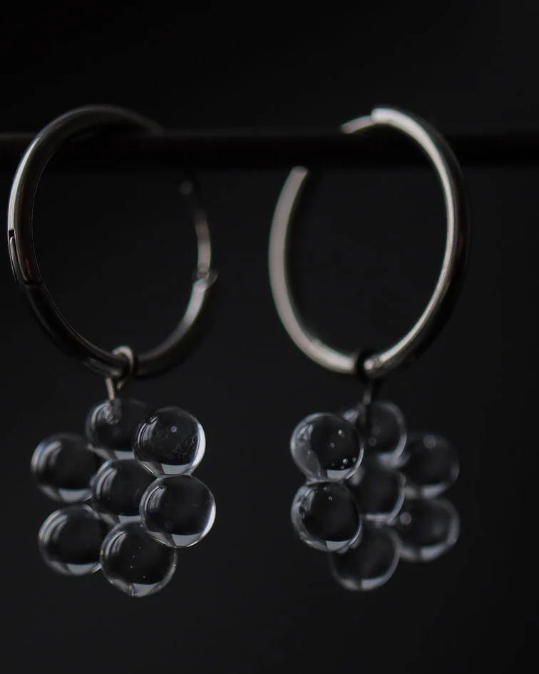Серьги из стекла Ромашки