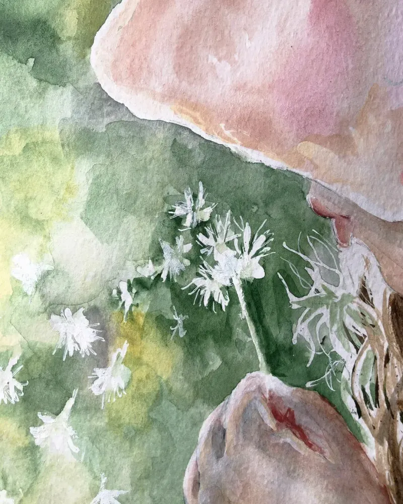 Девочка и одуванчик. Акварель 21×30 см — 21×30 см
