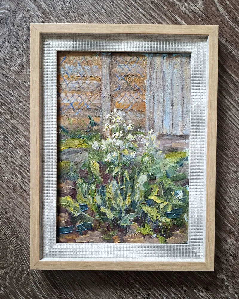 Цветок хрена. Этюд маслом