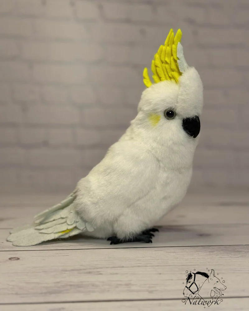Реалистичная игрушка попугай Желтохохлый какаду