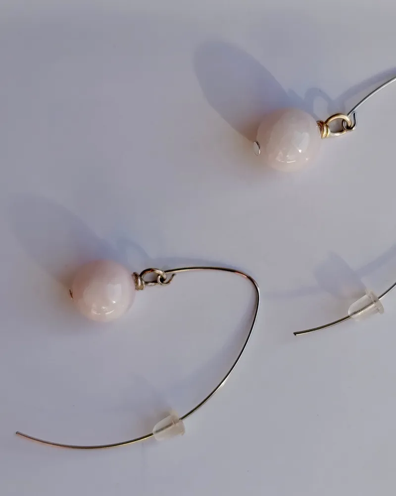 Серьги розовый кварц