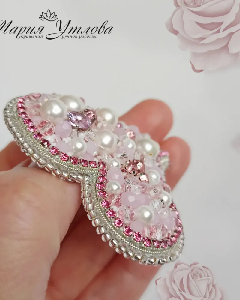 Брошь «Сердечко», розовая