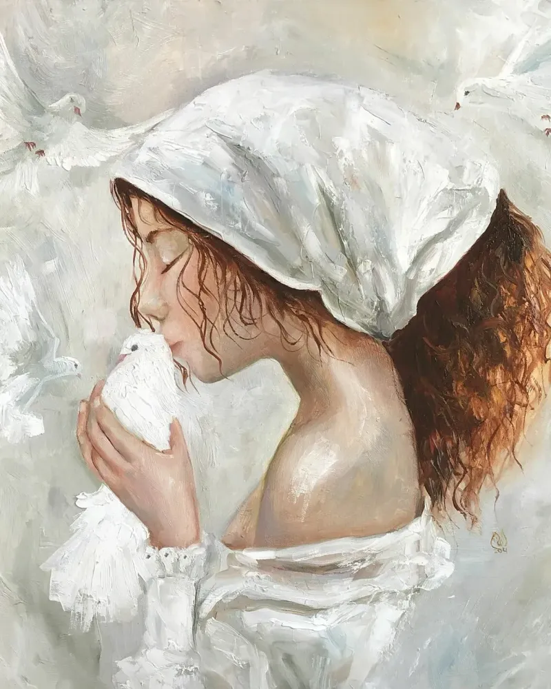 Голубка. Картина маслом 60×60 см — 60×60 см