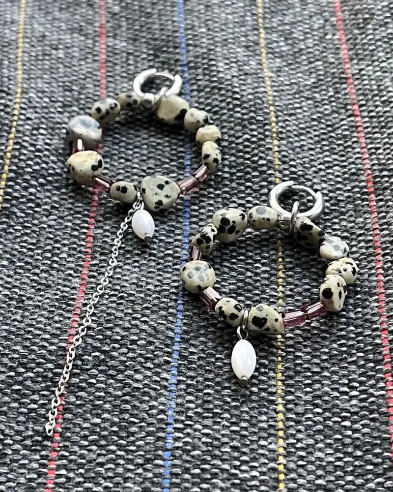 Серьги из яшмы и перламутра