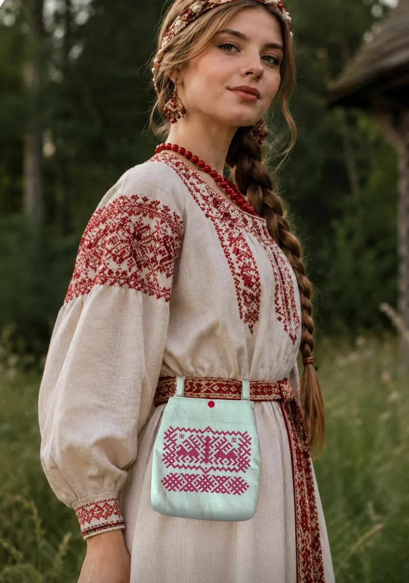 Поясная сумка «Лакомник» со славянской вышивкой