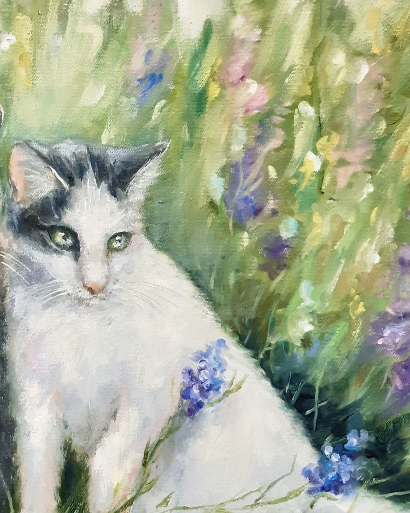 Картина с котами Друзья на летней лужайке