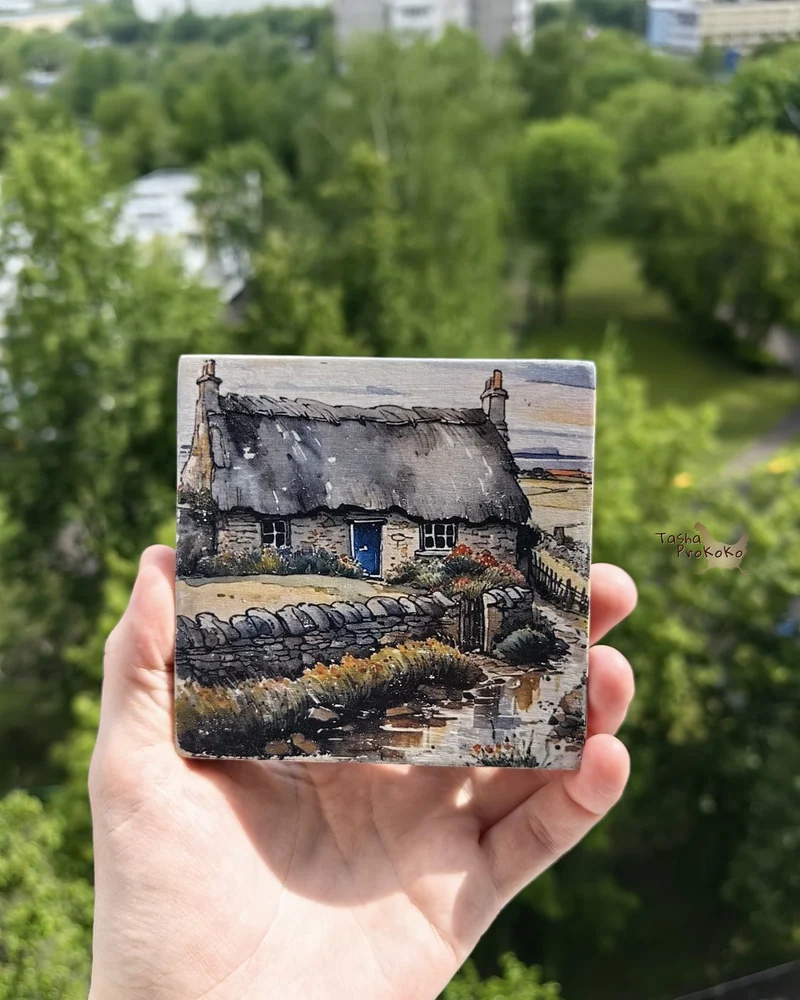 Мини-панно на дереве 10×10 см «Ферма» — Ферма