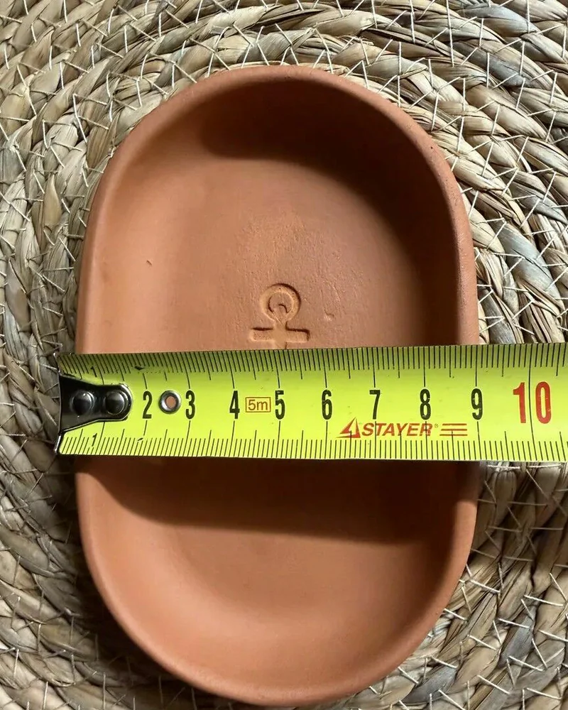 Овальный керамический поднос «Якорь» — Терракота, 14 × 9 см