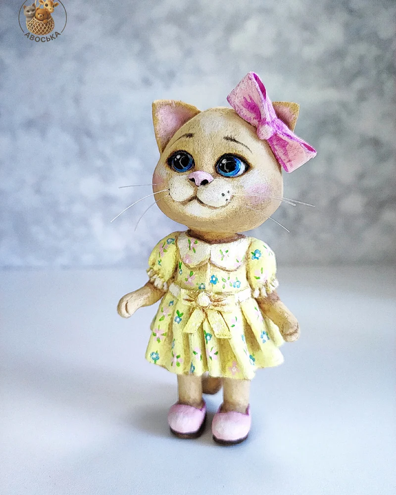 Ватная игрушка «Кошечка в платье»