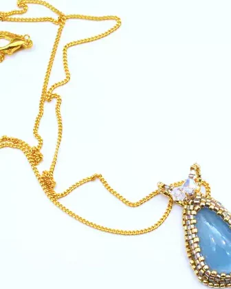 Подвеска ручной работы с аквамарином и Swarovski