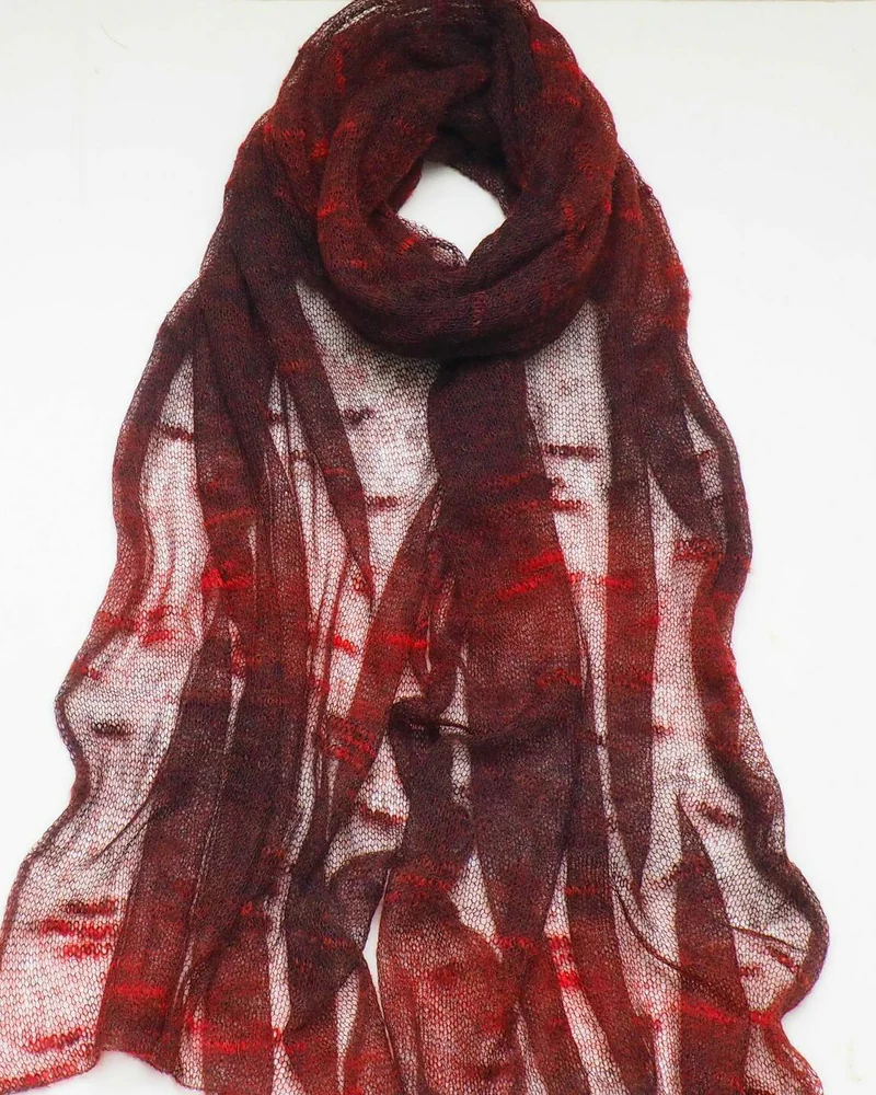 Палантин вязаный палантин красный/бордовый