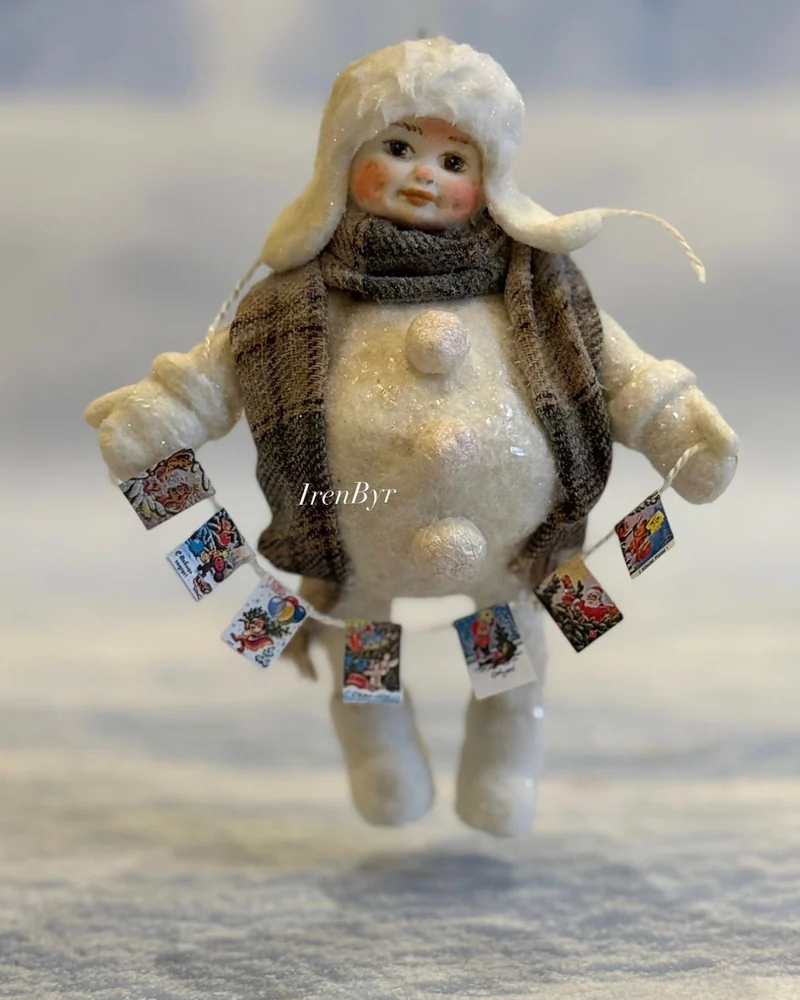 Ватная Ёлочная Игрушка СНЕГОВЁНОК