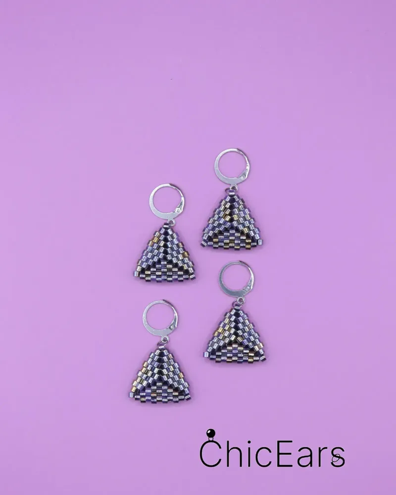Серьги «Винтаж» из бисера — Фиолетовые