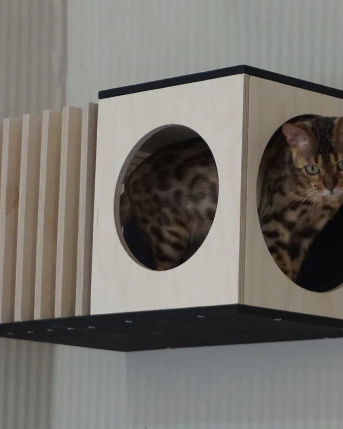 лежанка настенная для кошек, домик для кошек подвесной на стену "Космос-4" VIMBESK — Черный
