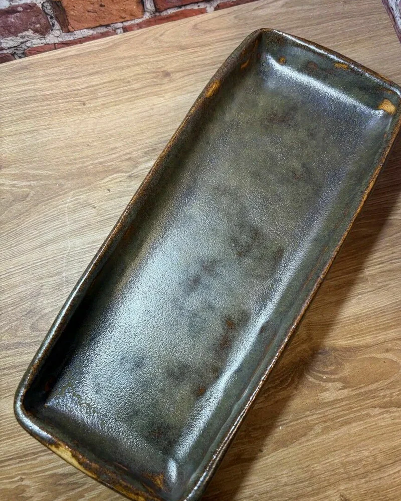 Длинный поднос, коричневый металлик, 20 × 8 см, ручная работа