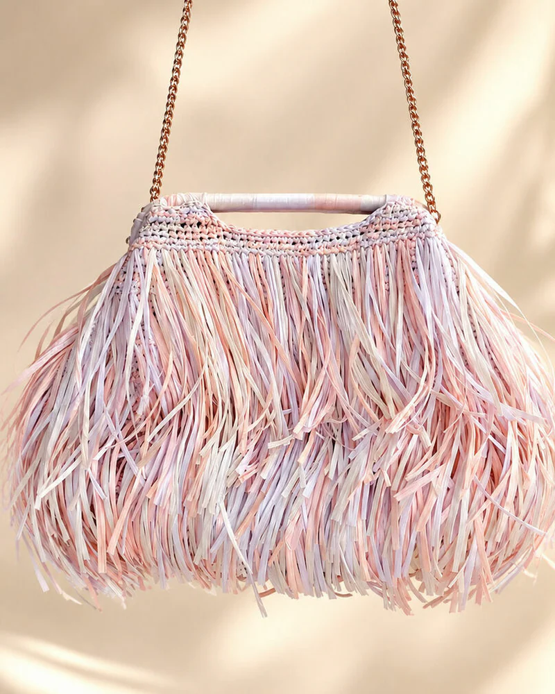 Вязаная сумка с фермуаром Monaco Bag из рафии, цвет Летний закат