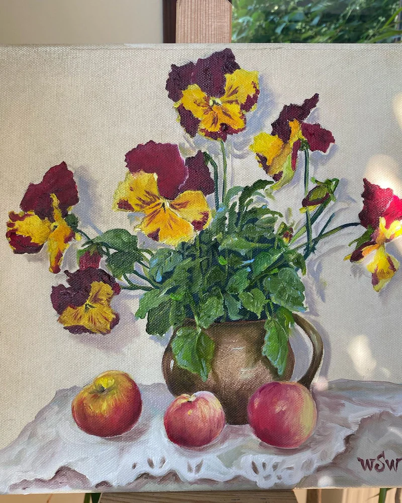 Картина маслом цветы, натюрморт 30×30 — Оригинал