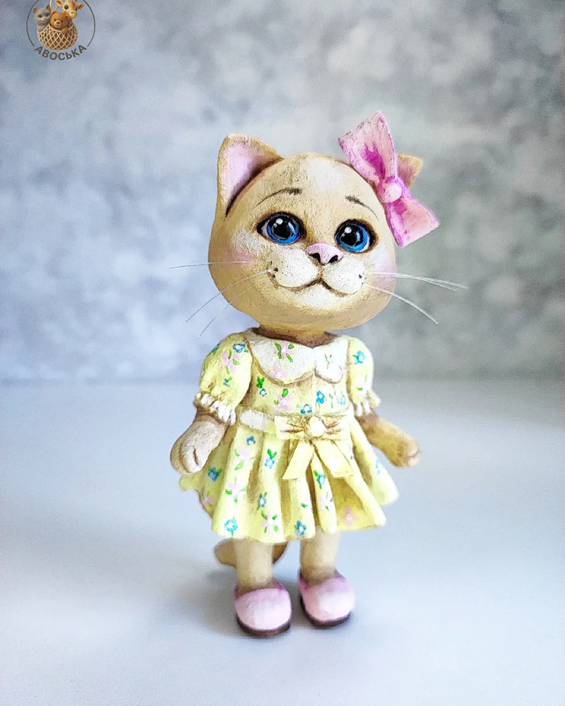 Ватная игрушка «Кошечка в платье»