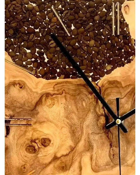 Настенные часы с карагачом и кофейными зёрнами — коричневые, 35 × 35 см