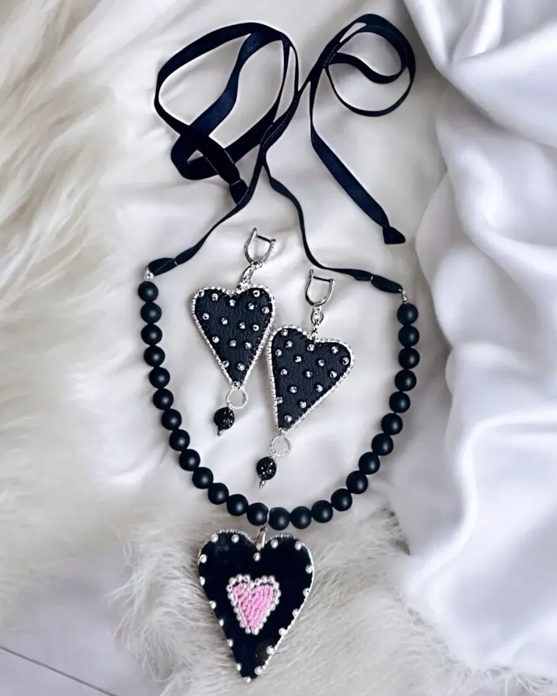 Колье с чёрным агатом «Black Valentine»