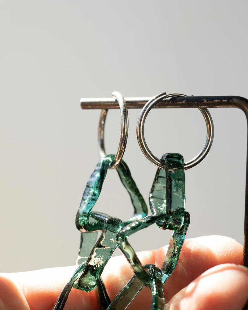 Серьги из стекла Бирюзовые сталактиты