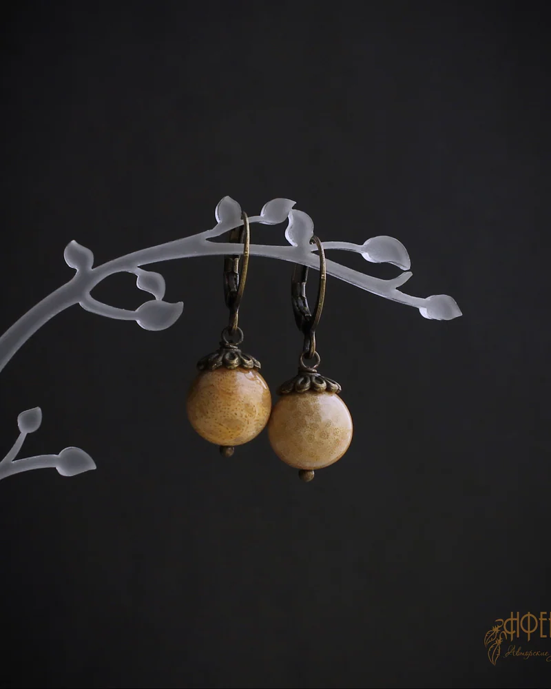 Серьги с окаменелым Кораллом