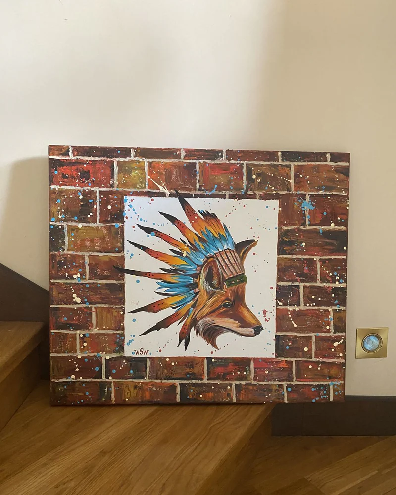 Картина маслом Лис. Indian Red. Pop-art — Оригинал