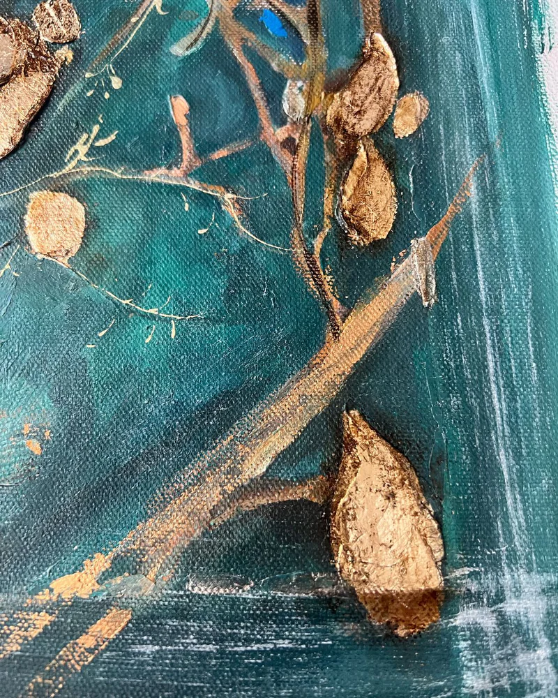 Картина «Gold & Branches», 90×70 см