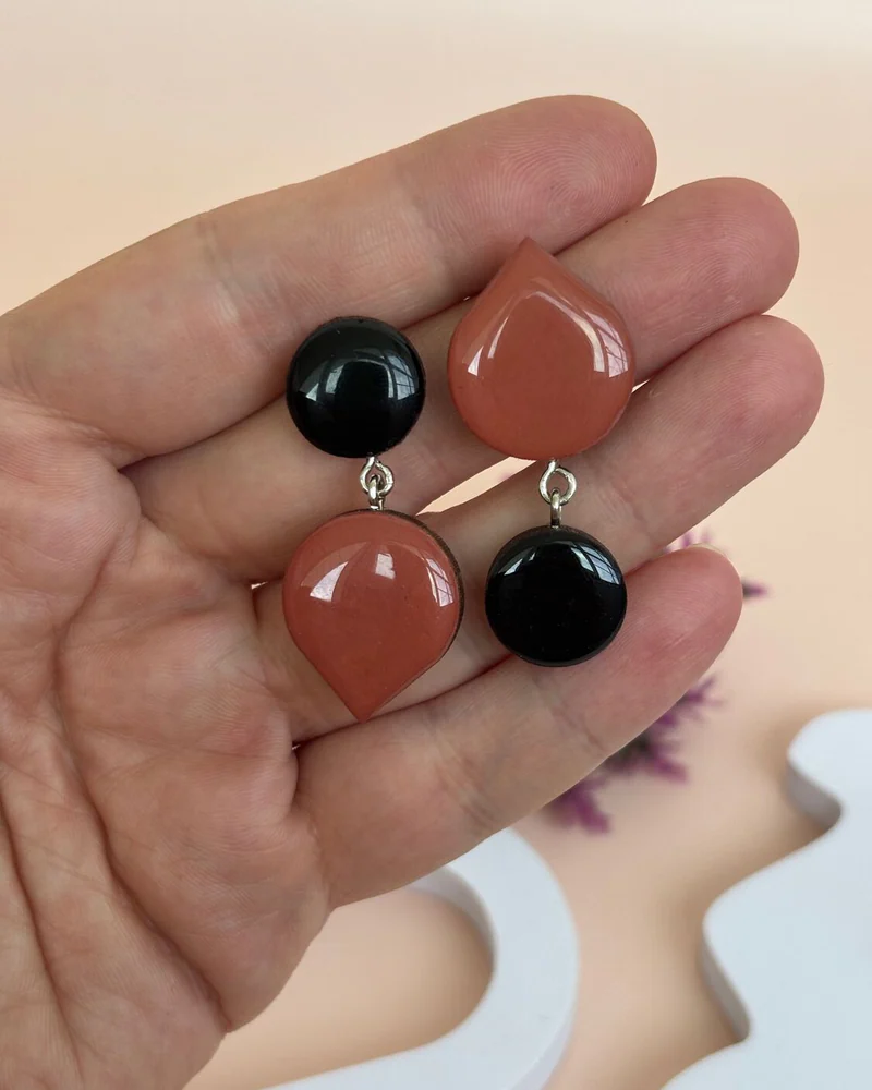 Серьги классические из дерева.Серьги базовые