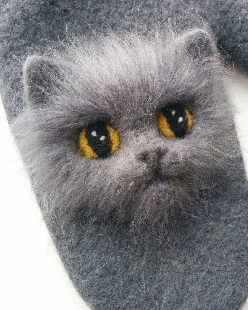Варежки валяные "Котятки"