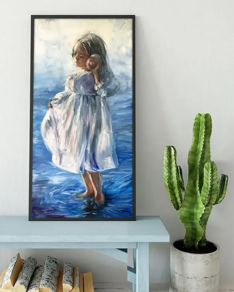 Девочка и море. Картина маслом 30×60 см — 30×60 см