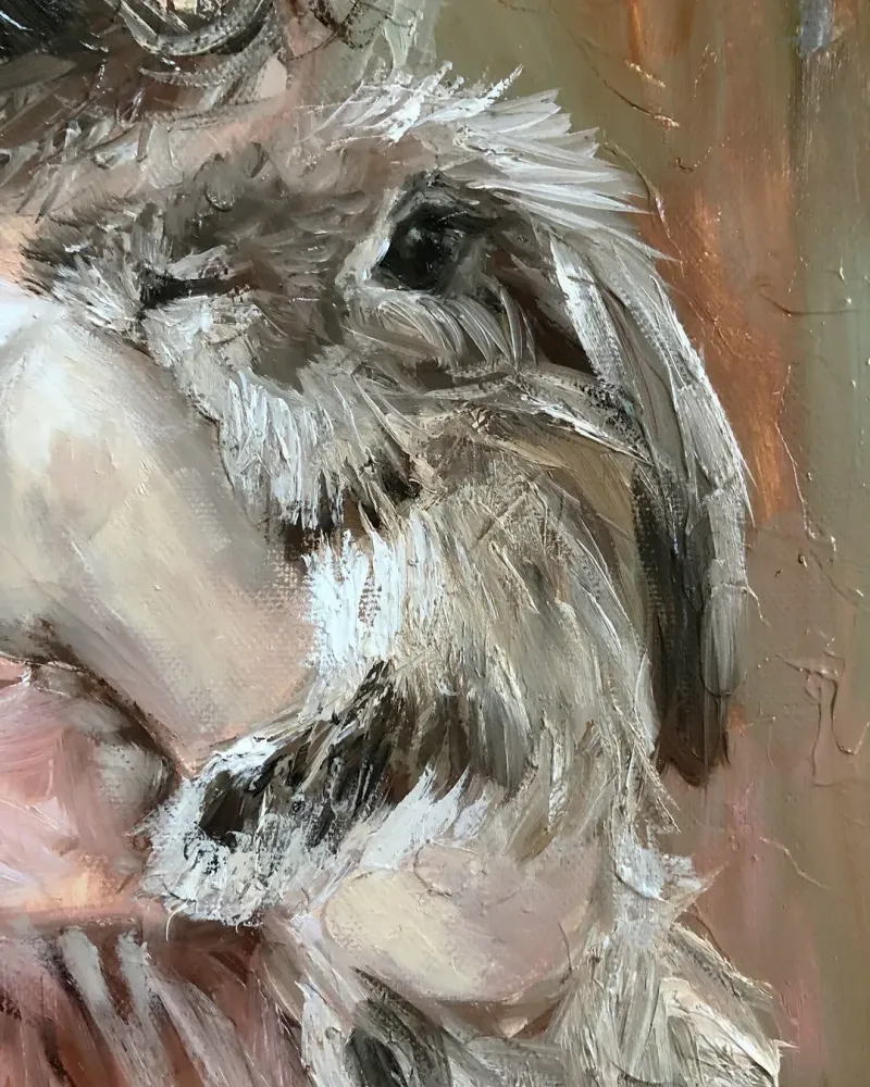 Девочка и кролик. Картина маслом 30×40 см — 30×40 см