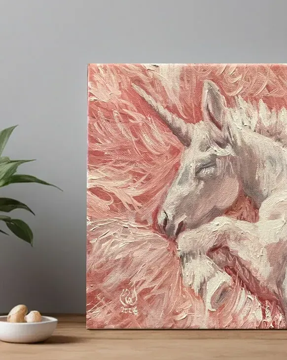 Единорог 2. Картина маслом 20×20 см — 20×20 см