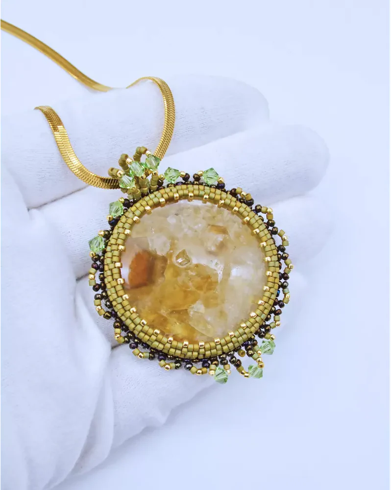 Авторский кулон с цитрином и Swarovski