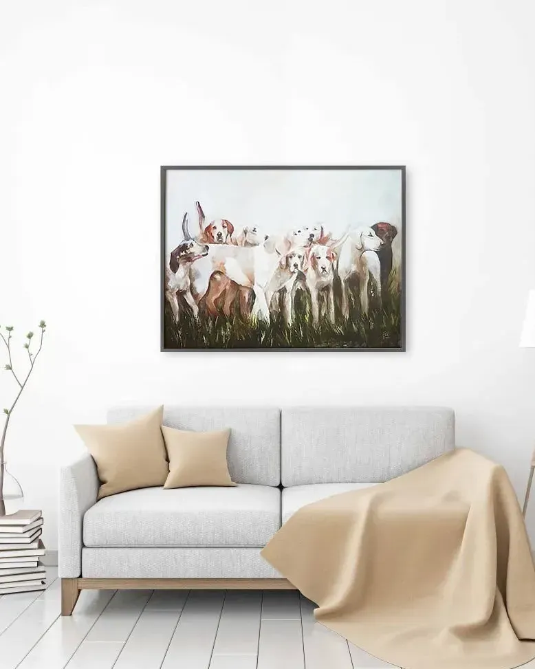 Охота с собаками. Картина маслом 60×80 см — 60×80 см