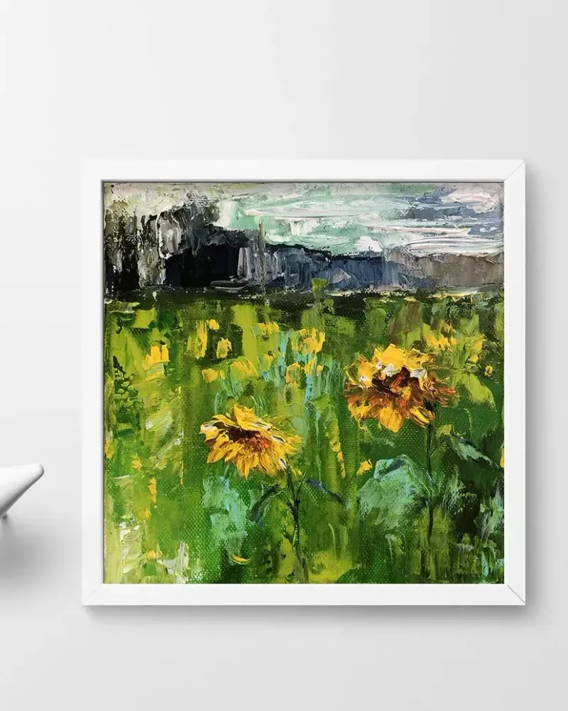 Подсолнухи. Картина маслом 20×20 см — 20×20 см