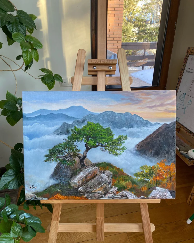 Картина маслом Пейзаж Горы, Сосна 50×70 см — Оригинал