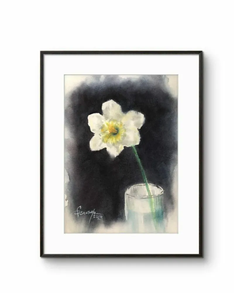 Нарцисс. Картина акварелью — 21×30 см
