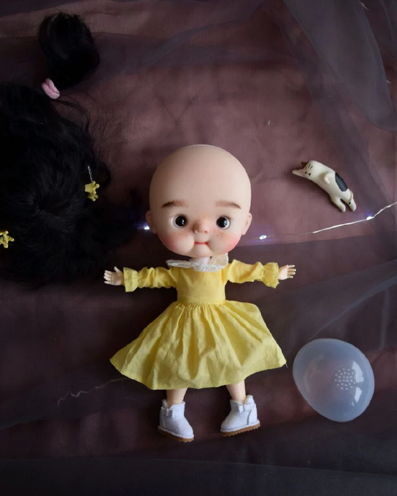 Кукла Кубейби Qbaby ООАК — Чёрный парик