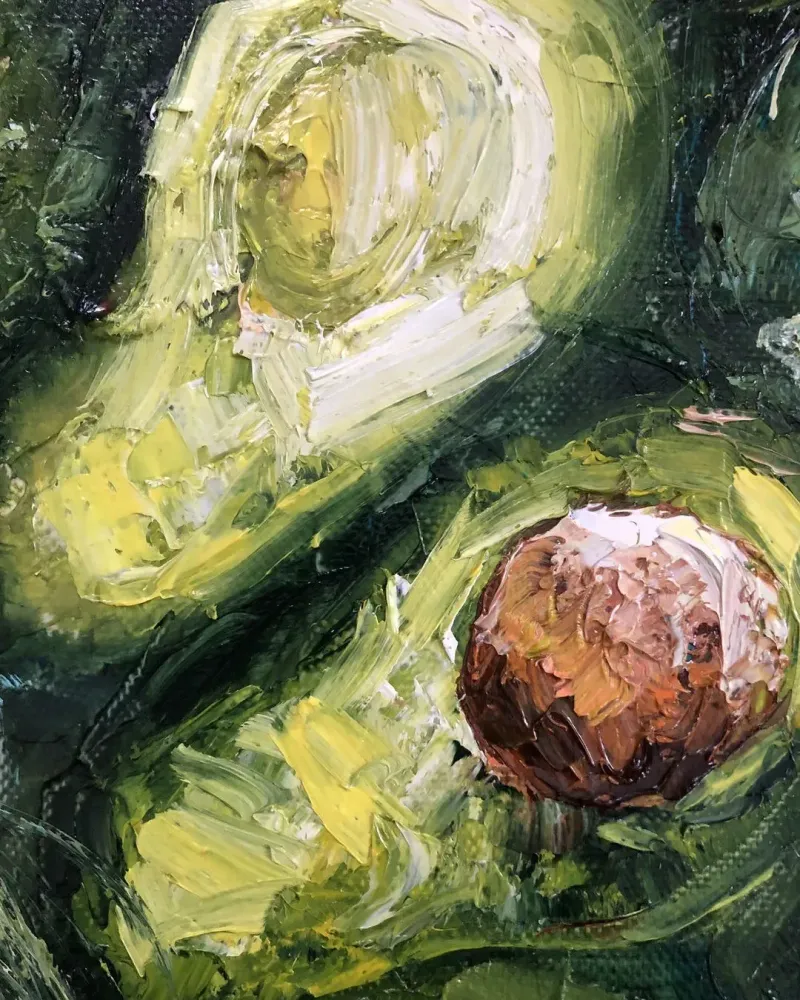 Авокадо и лайм. Картина маслом 30×30 см — 30×30 см
