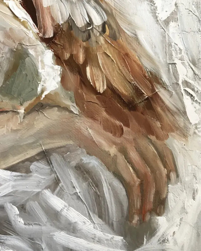 Девушка и сова. Картина маслом 40×60 см — 40×60 см